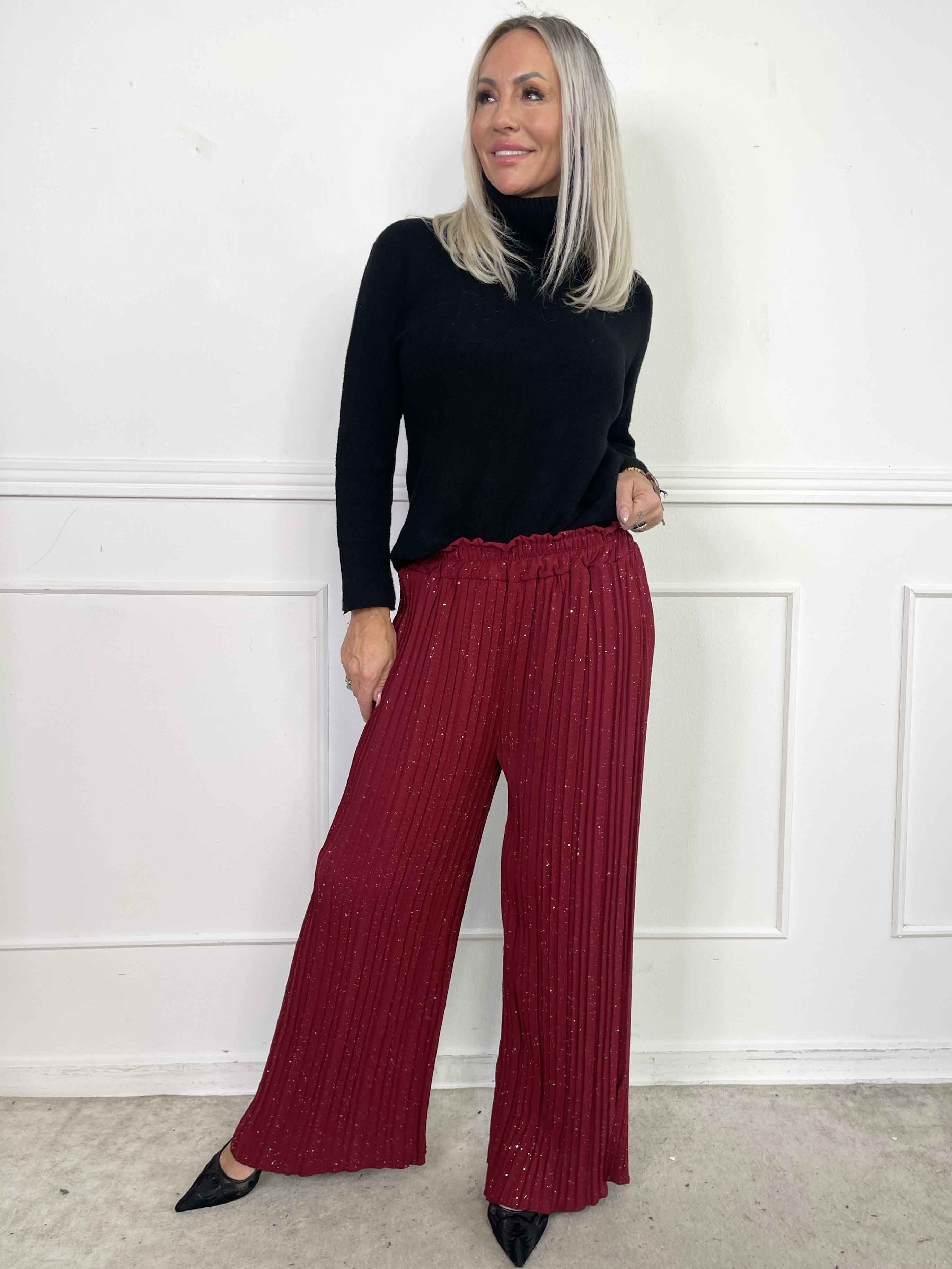 Pola Glitter - Plisserade löst sittande byxor med glitter